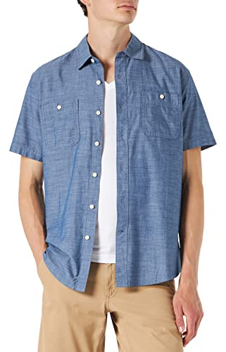 Amazon Essentials Men's Kortärmad Chambray-skjorta, Rinse, XL