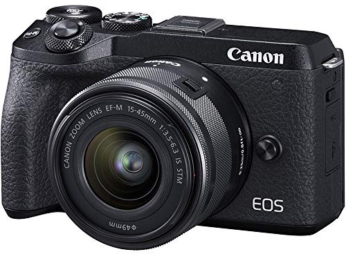 Canon EOS M6 Mark II Mirrorless Camera for Vlogging + 15-45mm Lens, CMOS, APS-C Sensor, Dual Pixel CMOS Auto Focus, Wi-FI,Bluetooth and 4K Video