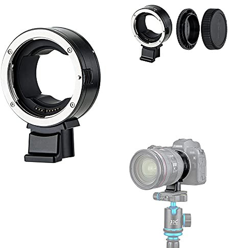 JJC EF-RF Auto Focus Mount Adapter Converter for Canon EF EF/S Lens to EOS R Ra RP R1 R3 R5 R5II R5c R6 R6II R6III R7 R8 R10 R50 RF Mount Camera, Metal Mount Detachable Tripod Foot with 1/4-20 Thread