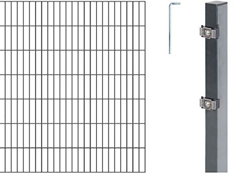 Alberts 651237 Doppelstabmattenzaun als 16 tlg. Zaun-Komplettset | verschiedene Längen und Höhen | anthrazit | Höhe 140 cm | Länge 14 m