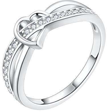 starchenie Anillo de Corazón para Mujer Plata de ley 925 Anillos de Compromiso (Tamaño20)
