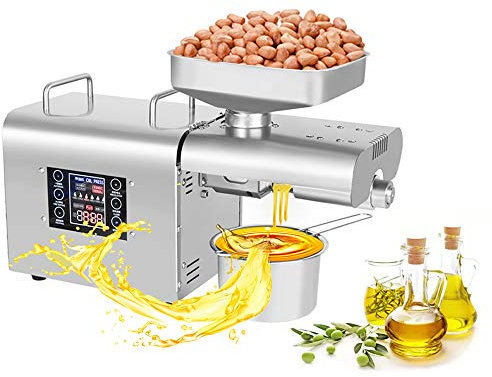 hzexun Automatisch Elektrische Ölpresse 5.25 Zoll Bildschirm,Kalt-und Heißölpresse,Öl Expeller Öl Extraktor Maschinen für Avocado Kokos Flachs Erdnuss Castor Perilla Sesam Handelsqualität