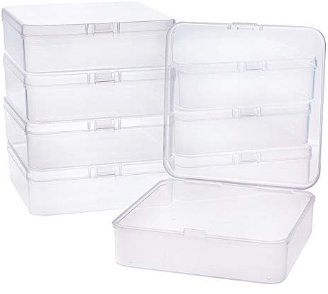 BENECREAT 8 Pack Caja de Contenedores de Almacenamiento de Plástico 11.5x11.5x3.5cm Transparente con Tapas Abatibles para Pastillas Hierbas Cuentas Pequeñas Joyería