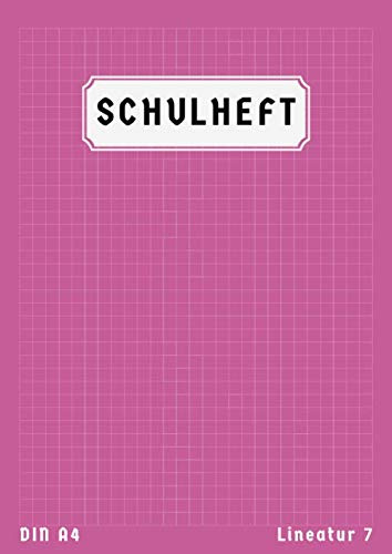 Schulheft A4 Lineatur 7: Kariert 1 Klasse und 2 Klasse | Rechenheft Din A4 Lineatur 7 | Schreibheft Kariert A4 Ohne Rand | Rosa