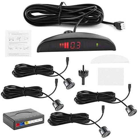 aqxreight capteur de moniteur de stationnement de voiture, détecteur de recul automatique de recul DC 12V de moniteur de Radar de stationnement de voiture avec 4 capteurs