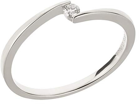 Ardeo Aurum Damenring aus 375 Gold Weißgold mit 0,05 ct Diamanten Brillant Spannfassung Verlobungsring Gr. 56