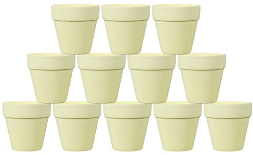 BELLE VOUS 12 Pack Ceramic Off-White Flower Pots - D5 x H7.9cm / 1.97 x 3.11 Inches - Mini Clay Pottery Terracotta Plant, Succulent & Cactus Planter - Nursery DIY Crafts & Wedding Decoration Pot
