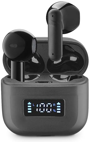 cellularline TONE Auricolari TWS Bluetooth A Capsula con ENC (Environmental Noise Cancelling), 4 Microfoni, Display LED, Total Play Time 20 Ore, Nero