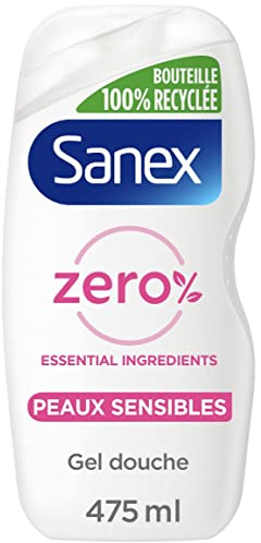 SANEX - Zero % Hypoallergenic Shower Gel for Sensitive Skin - Biodegradable and Vegan - 470 ml
