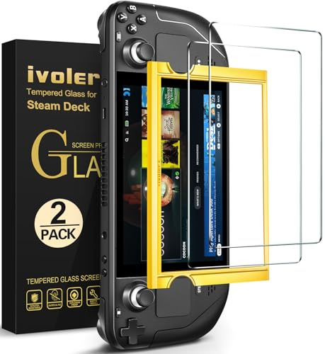 ivoler 2 delar skyddsfilm för Valve Steam Deck, pansarglasfilm med positioneringshjälp, 9H hårdhet, anti-repfilm, heltäckande, anti-bubbel skärmskydd, kristallklart härdat glas - Ny