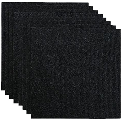 Selbstklebende Teppichfliesen zum Abziehen und Aufkleben, 20 Stück, 30,5 x 30,5 cm, rutschfeste Teppich-Bodenfliesen für private und gewerbliche Teppichquadrate für Bodenbelag (Farbe: Schwarz)