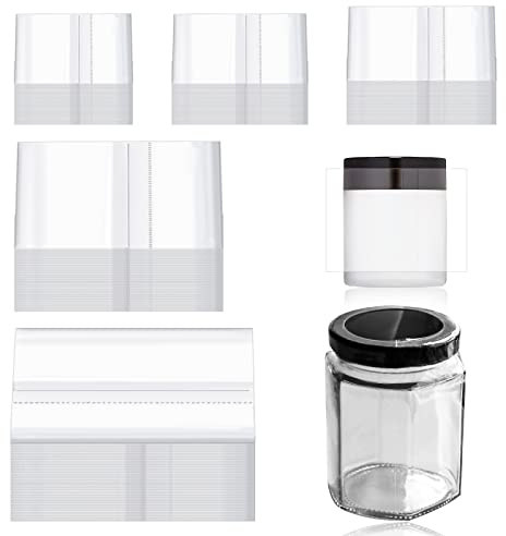 Mardatt 1250Pcs 5 Sizes PVC Heat Shrink Wrap Bands, Clear Heat Shrink Wrap Film Bottle Shrink Bands Perforated Shrink Seal Bands for Essential Oil Bottle Jars