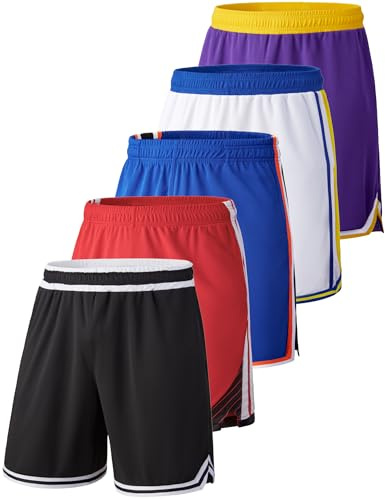 Liberty Imports sportshorts för män 9 tum med fickor och dragsko atletiska shorts, Vit/blå/röd/lila/svart, 3XL