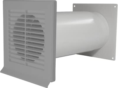 EASYTEC® Mauerkasten Ø 150 mm grau mit Teleskoprohr und Rückstauklappe
