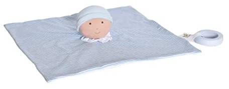 Tikiri 8562032 Schmusetuch blau, Schnuffeltuch mit Zahnungshilfe aus Naturkautschuk, für Babys und Kinder ab 0+ Monaten, 30cm