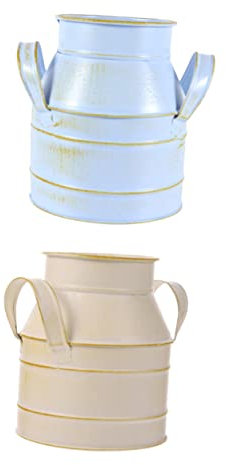Happyyami Fioriere da Appendere in Ferro Manico, Vasi Piccoli a Doppia Ansa per Fiori e Piante, 2 Pezzi, Design Classico, Decorazione Rustica