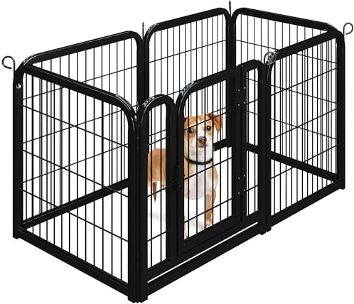 Topeakmart 24 Heavy Duty Dog Fence Pen Outdoor for RV/Camping/Yard/Garden, Exercise Pen Kennel for Small/Medium Animals (6 Panels, Black)