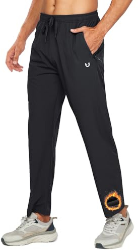 NORTHYARD Men's Fleece Lined Pant Winter Warm Sweatpant Wind Cold Weather Pants Running Athletic Workout Gym Joggers Black L