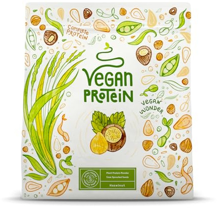 Proteína Vegana en Polvo | Sabor Avellana | 100% Proteina Vegana | 19g dosis Vegan Protein Powder de Guisante, Arroz y Girasol | Proteína Aislada para Masa Muscular | 600g | Alpha Foods