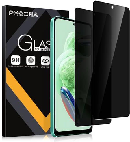 Phoona Sichtschutz Schutzfolie für Xiaomi Redmi Note 12 4G/5G,[2 Stück] Anti Spy Displayschutzfolie, Privatsphäre Sichtschutzfolie 9H Härte Gehärtetes Glas Blasenfrei Privacy Folie