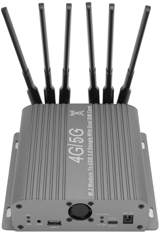Gugxiom Módulo 4G 5G a Adaptador USB 3.0, Ranura para Tarjeta SIM Dual Módulo M.2 a Dongle USB 3.0 con 6 Antenas de Alta Ganancia Ventilador de Refrigeración Dual para Computadora