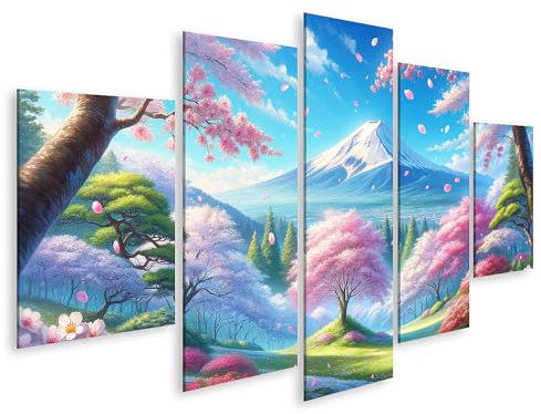 islandburner Tableau Printemps au Japon Fleurs de cerisier et Fujiyama sur toile Image Poster