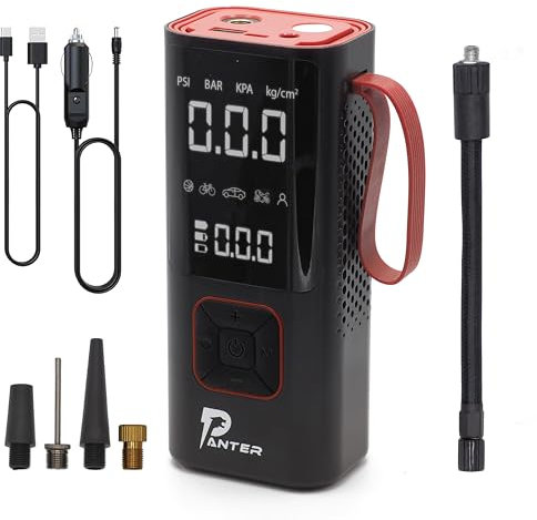 Panter Compressore Portatile per Auto, Moto, Bici e Palloni - Efficienza e Comodità con Display Digitale e Accessori Universali