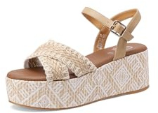QUEEN HELENA ZM9721 Keilabsatz mit Kreuzband Plateau-Sandalen für Damen, beige, 39 EU