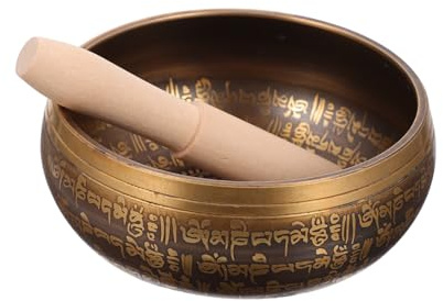 VICASKY Meditationsschale mit Holzstab Klangschalen Yoga und Therapie Tischdekoration Handgefertigt Einfach und Robust