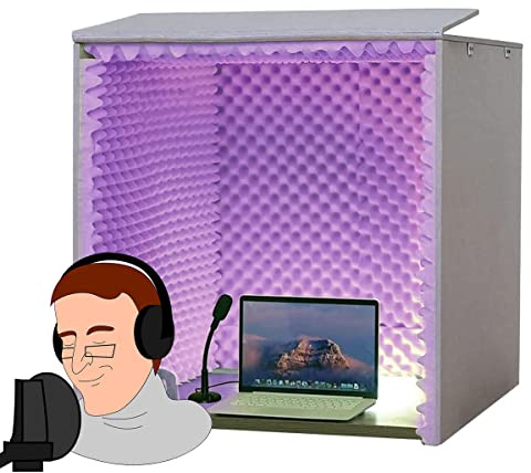 Portable Soundproof Booth Sound Proof Foam Panels 80 * 80 * 80CM Desktop Soundproof Cover Vocal Recording Booth Sound Booth Microphone Soundproofing Acoustic Foam Panel for Studio Vocal Audio Mus