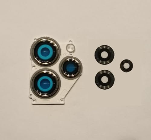 Ersatzteil kompatibel mit Xiaomi Redmi 12 4G 23053RN02A / Redmi 12 5G 23053RN02LA Glasrückseite Objektivabdeckung + Rahmen Ring Rückseite Kamera (Polar Silver)
