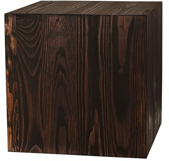 DECOKTIVO Holzständer, Holzblock, Baumstamm Deko, Bodenwindlicht Säule, Blumensäule Holz, Dekosäule, Stabil und Langlebig, Dunkelnuss, 30x30x30 Cm