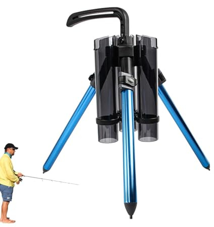 Porta Canna da Pesca da Pavimento 34 cm Canna da Pesca treppiede Porta Canna da Pesca Organizzatore Pieghevole Addensato per Barche da Garage 3 canne da Pesca