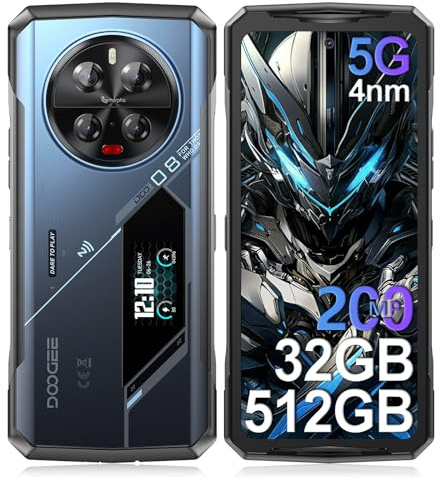 DOOGEE V40Pro Telephone Portable Incassable 5G Android 14,36Go+512Go-2To Extensible Smartphone Incassable,Écran arrière de 1,47,4nm D7300 CPU,8680 mAh 33W,6,78 FHD+120 Hz,WiFi6/Empreinte/Face ID NFC