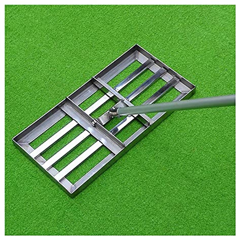 KHYTEBV Râteau de Niveau de pelouse en Acier Inoxydable, râteau de nivellement de pelouse de 4,5 Pieds, Outil de nivellement de Sol Robuste pour Cour et Jardins