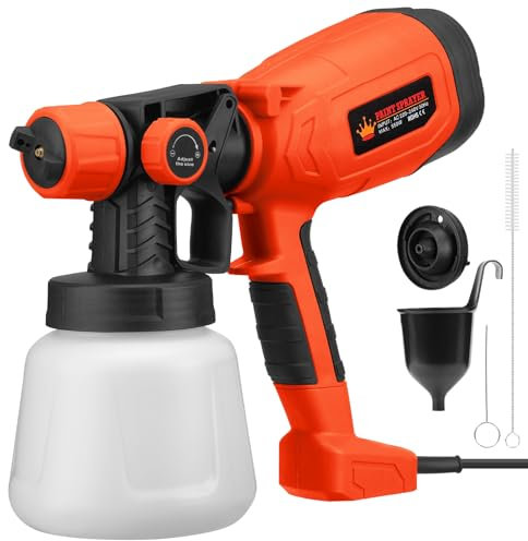 Bestcool Paint Sprayer, 500W Electric Spray Gun with 900Ml Detachable Tank Hand Held Fence Paint Sprayer Adjustable Valve Ideal Garden Fence Sprayers for Walls, Garden Furniture, Ceilings