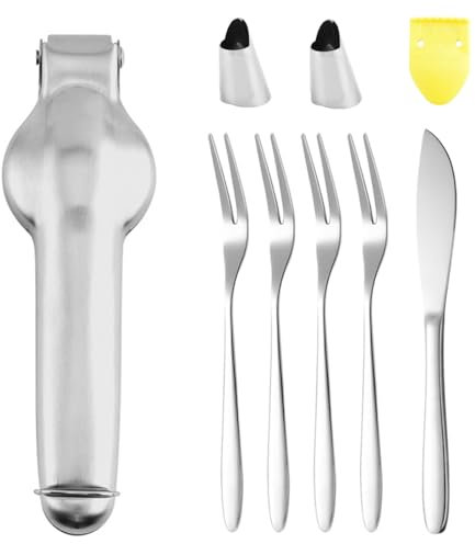 IKOPFLN Taglia Castagne In Acciaio,Pinza Per Castagne,Clip Per Castagne In Noce, Schiaccianoci In Castagna,Taglia Castagne Professionale,Con 5 Pezzi Di Forchette Dim Sum