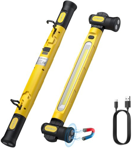 AUTOUTLET LED Arbeitsleuchte, Wiederaufladbare 6000mAh Echte 3000LM, Motorraumleuchte Werkstattlampe mit Magnet, 360° Haken, 3 Modi & 180° Drehbar, Mechanikerleuchte für Camping/Garage/Werkstatt usw