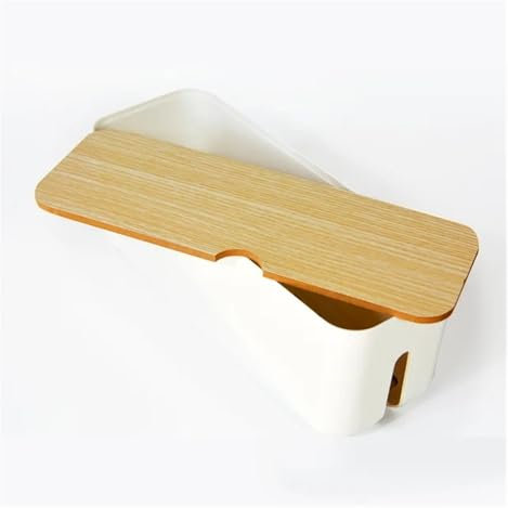 CYMMIYT Scatola Porta Cavi Scatola portacavi in ​​Legno Custodia portacavi Antipolvere Organizer for Prese di Ricarica Custodia portacavi Organizer for avvolgicavo Domestico(Style 2-White)