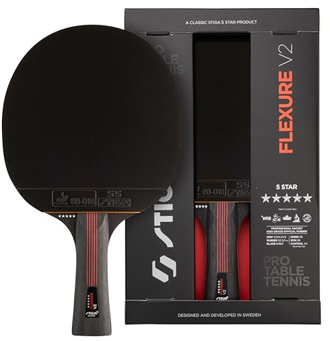 STIGA Flexure V2 Pingisracket, 5-stjärnigt bordtennisracket, ITTF-godkända STAR5-gummin, Ergonomiskt grepp - För offensiva spelare
