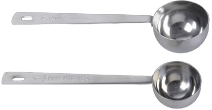 Juego de 2 cucharadas de acero de acero 304 cucharadas de medición de taza de medición larga adecuada para uso doméstico y profesional
