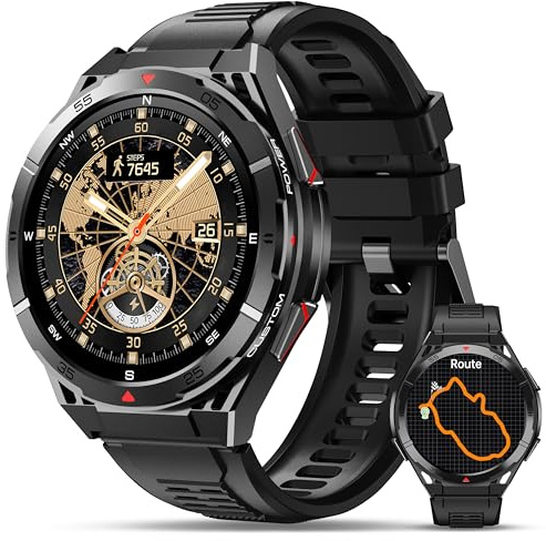 OUKITEL Reloj Inteligente Hombre con GPS, Smartwatch Hombre 1,43 AMOLED, 150+ Modos Deportivos, 5ATM Impermeable, 24/7 Monitor de Salud, Batería de 14 días, para Android iOS