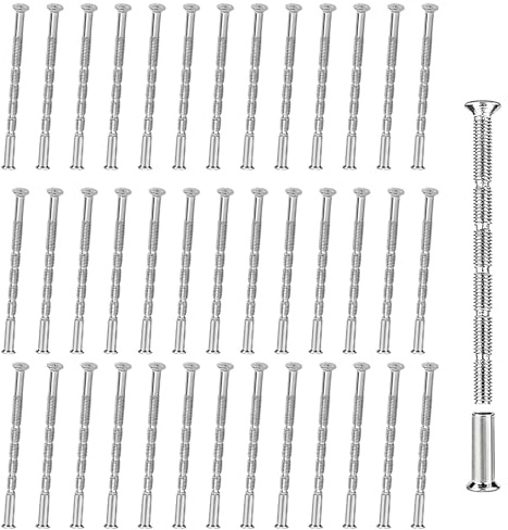 Ninnyi 60 Pcs M3 Door Handle Screws with Sleeves, Nickel-plated Screws for Door Handles Bolt Through Fixings