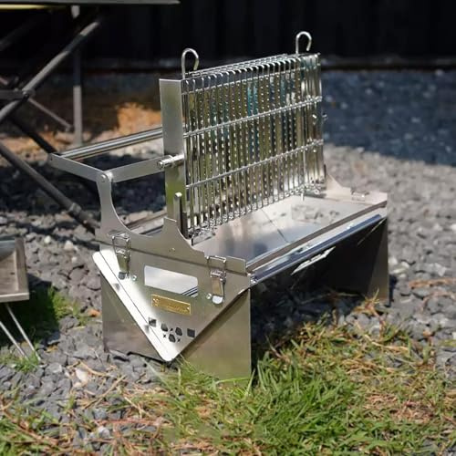 Holzkohle-Flip-Grill für BBQ, 360° drehbarer Holzkohlegrill, tragbarer Smoker Edelstahlgrill, leicht zu zerlegen, für Hinterhof Garten Party Picknicks Strand