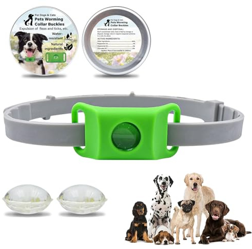 Clavya Tags for Dogs, 100% Natural Ingredients, 4 Months Long Lasting Protection, Clavya Fle-a and Tic-k Tags For Dogs, Clav-ya Fle-a Tag-s for Dog-s, Waterproof, Adjustable Size for Mud, Swim (GREEN)