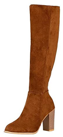 Générique Bottes Femme Hautes À Talons daim fermeture éclair Femme Boots Elégantes Vintage classiques cuir véritable Bottines pour femmes Confortable Souple Imperméables Travail Automne Hiver