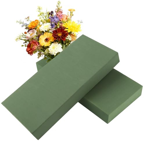 NZNSML 2 Pcs Floral Florist Foam Flowers Sponge 30.8x14.2x3.7 cm Rectangular Green Floral Foam Block for Fresh Artificial Flowers Arranging Weddings DIYs Crafts Indoor Outdoor