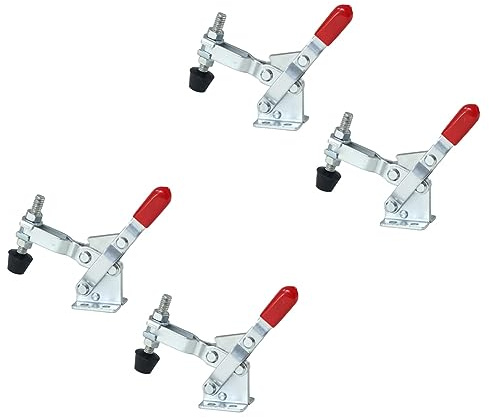 Eieenotee 4PCS Vertical Quick-Release Toggle Clamp 102B - 220 Holding Capacity W Rubber Pressure Tip Easy to Use