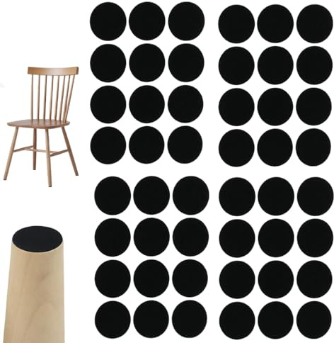 144 Piezas Fieltro Adhesivo Muebles 15mm, Protector Patas Sillas, Almohadillas de Fieltro Grosor 5mm Protector Patas Sillas para Pies de Muebles, Protectores Patas Sillas, Suelos de Madera Negro