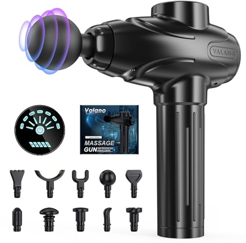 Pistola de Masaje Muscular Profesional, Masajeador Cervical y Espalda de 7 Velocidades con Pantalla LCD, Pistola Masaje Massage Gun con 10 Cabezales para Alivio Profundo de Músculos